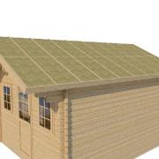 Mise en place isolant sur toit chalet bois
