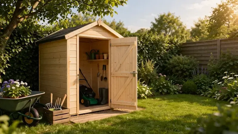 Petit abri de jardin en bois moins de 5 m² sans permis de construire pour stockage outils et matériel de jardin