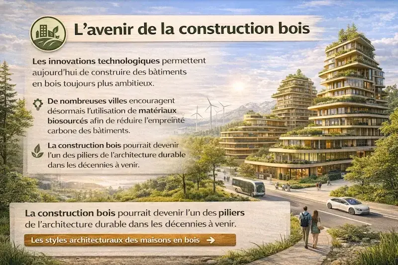 Avenir de la construction bois avec immeubles en bois et architecture durable dans une ville ecologique