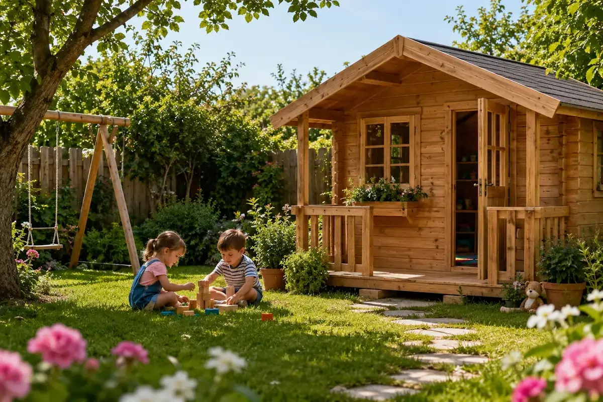 Cabanon jardin enfants bois jeux exterieur webp