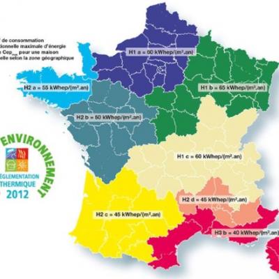 Carte zone geographique rt 2012