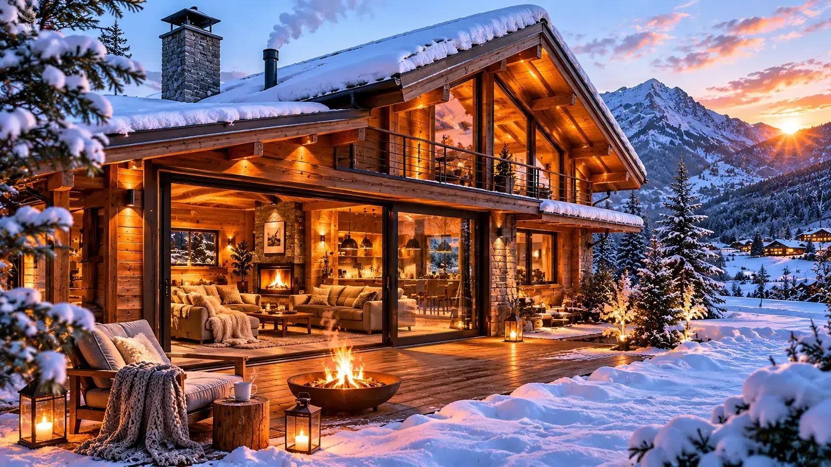 Chalet en bois habitable 4 saisons sous la neige avec ambiance chaleureuse et architecture moderne STMB Construction