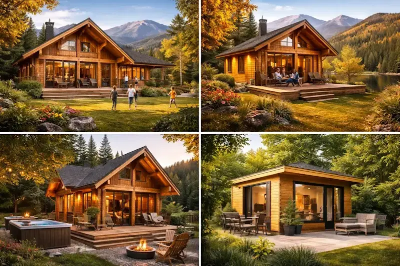 Chalet en bois polyvalent adapté à résidence principale, maison secondaire, investissement locatif type Airbnb et bureau de jardin indépendant