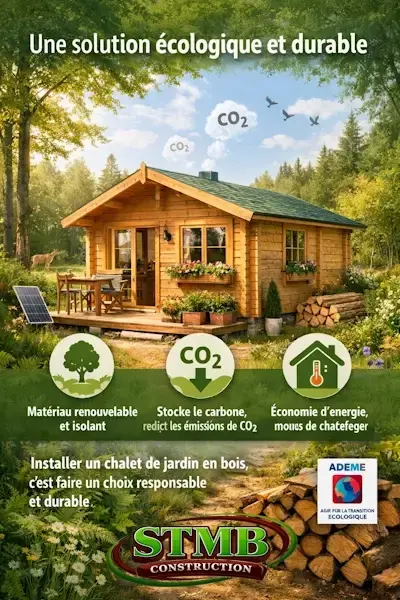 Chalet de jardin en bois ecologique construction durable en bois naturel isolation performante et faible empreinte carbone