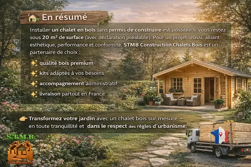 Chalet en bois de jardin sans permis de construire de moins de 20 m avec livraison partout en france