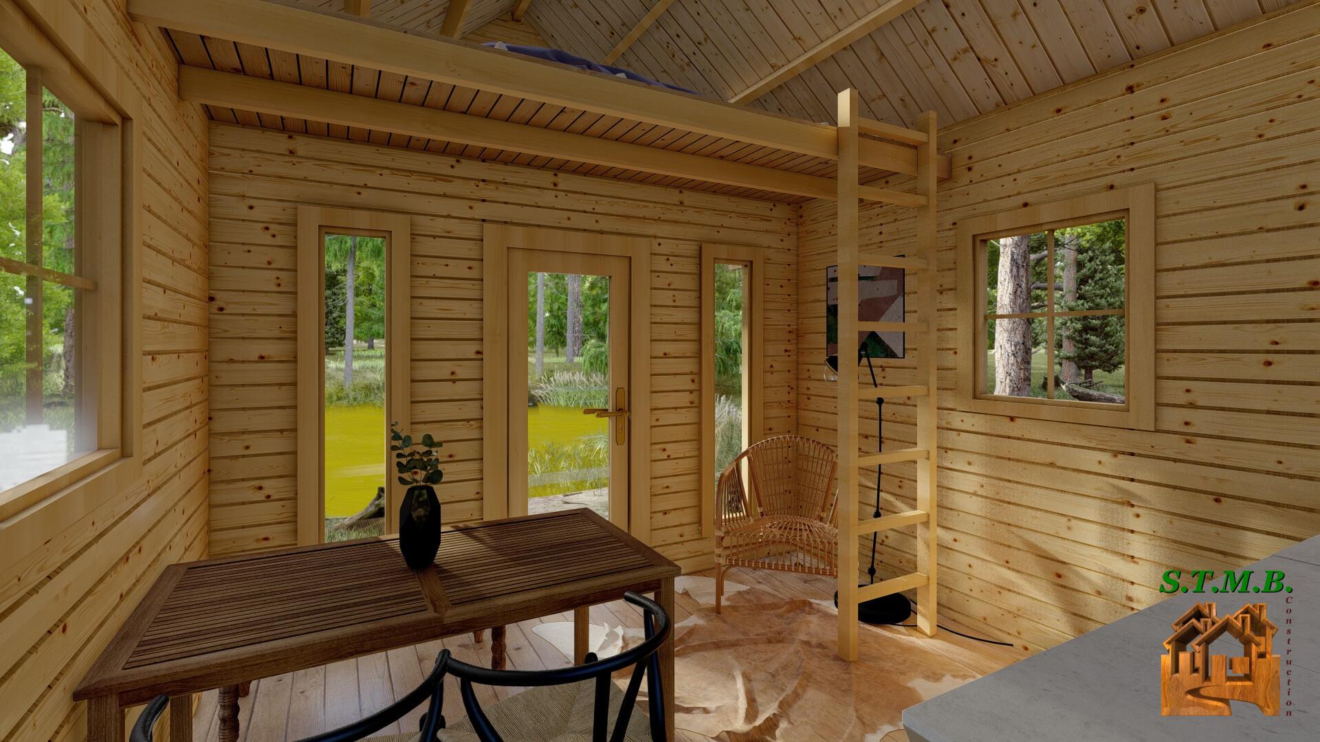 Chalet en bois mezzanine bunkie stmb construction ph5