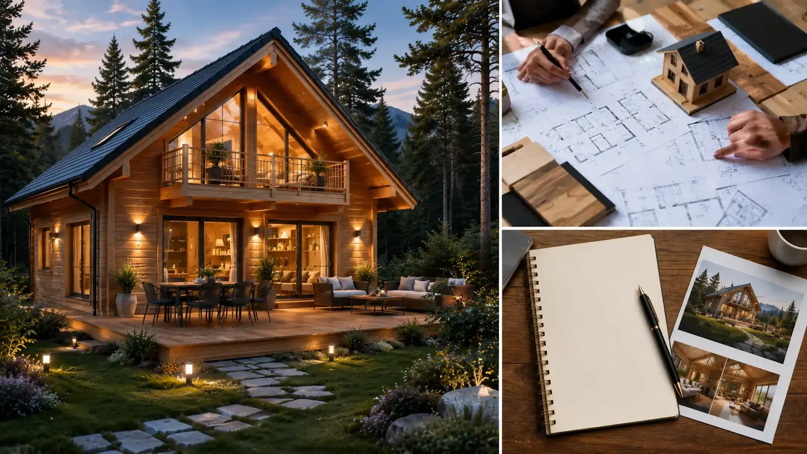Chalet bois habitable avec mezzanine et projet personnalisé, vue extérieure premium avec planification architecturale et conception sur mesure – STMB Construction