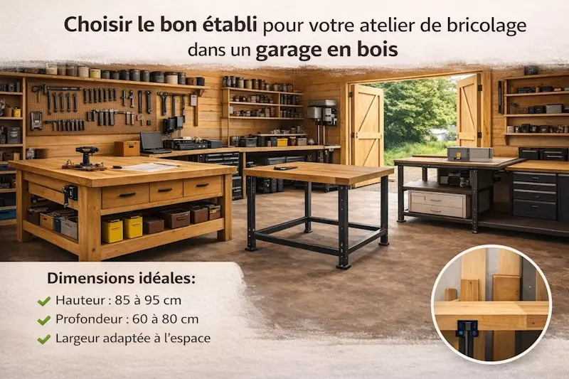 Choisir le bon etabli pour un atelier de bricolage dans un garage en bois