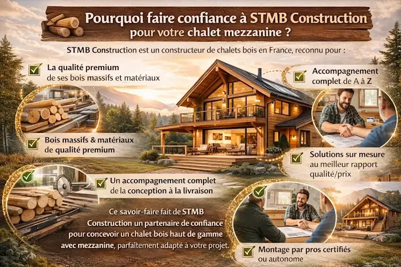 Constructeur de chalets bois avec mezzanine en france stmb construction