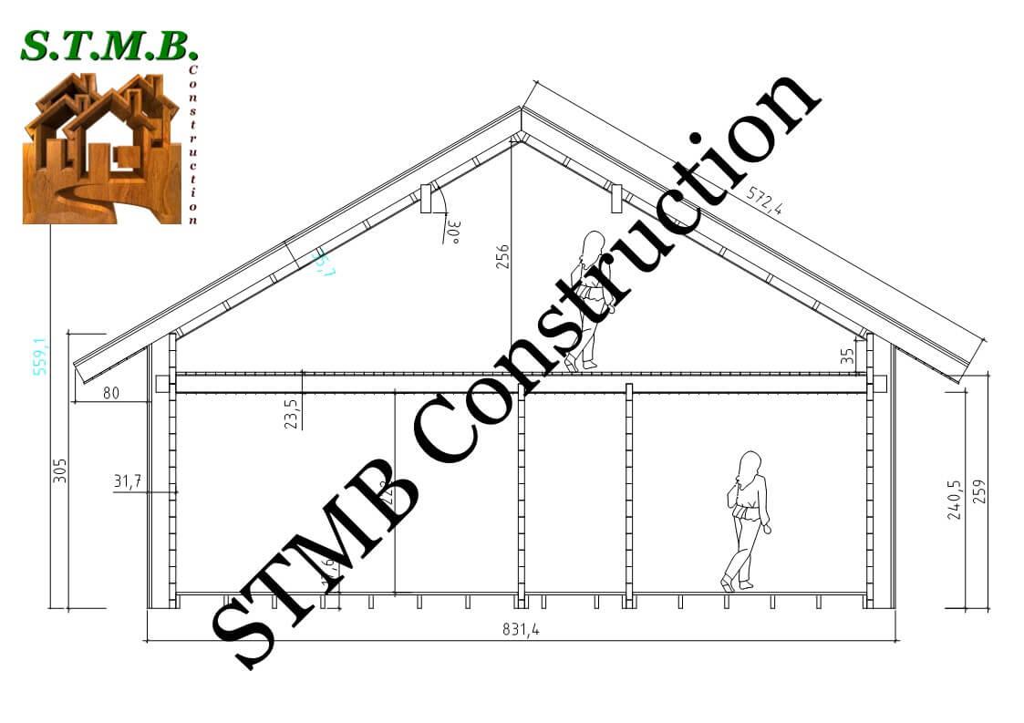 Coupe maison en bois royat 135 stmb construction