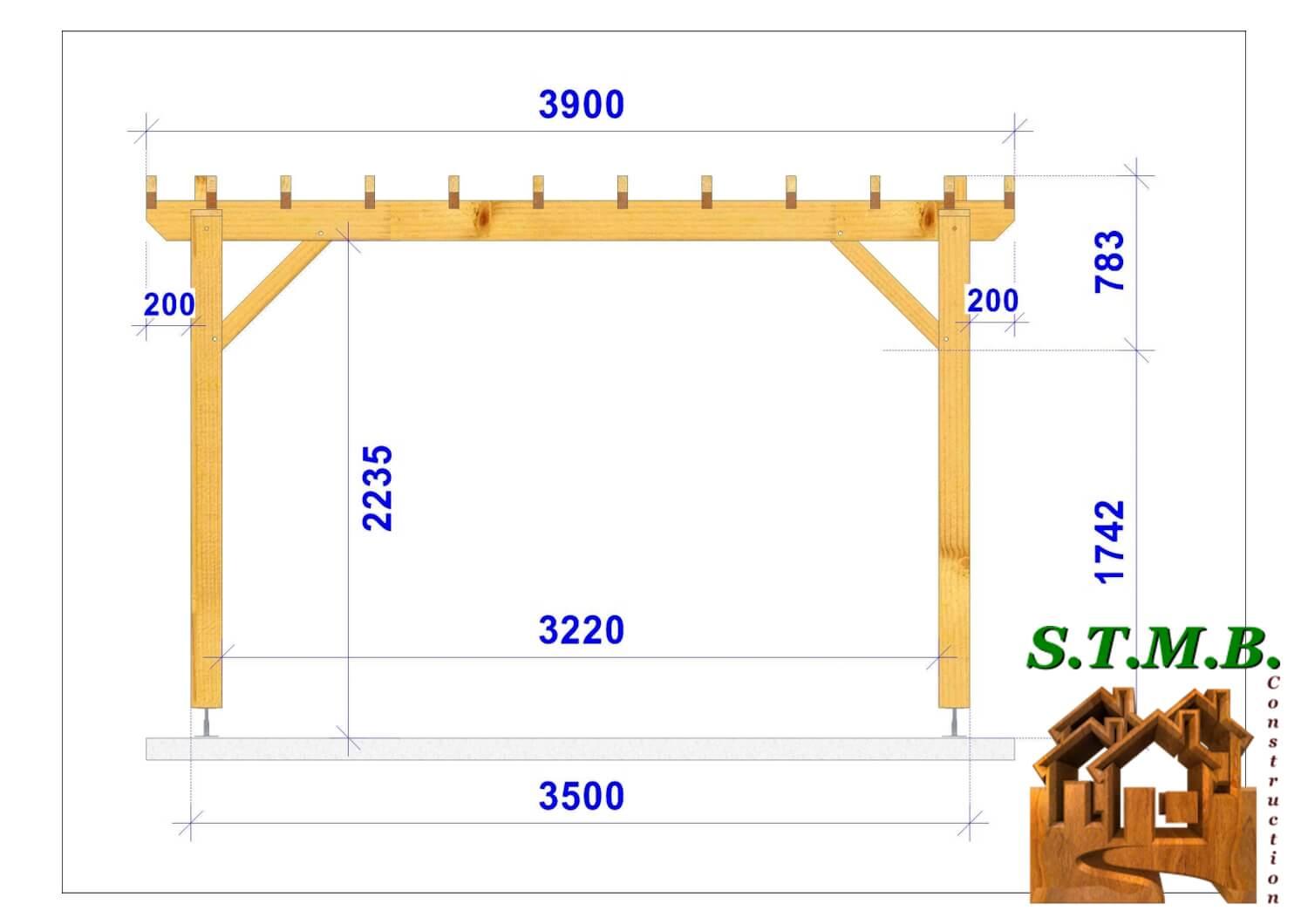 Coupe pergola en bois 1023 stmb construction