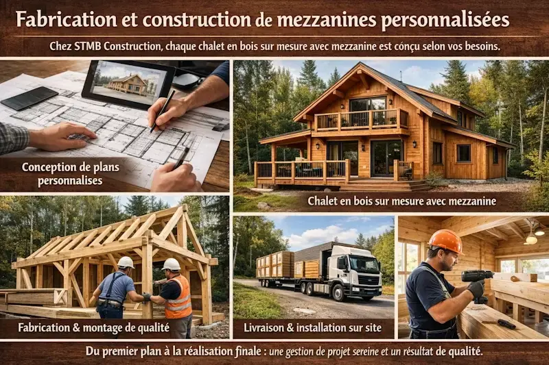 Fabrication de mezzanines personnalisees et chalets en bois sur mesure par stmb construction