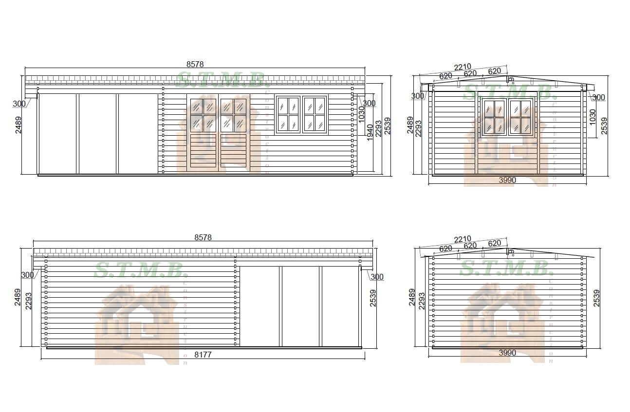Facades chalet en bois bravo 32m stmb construction