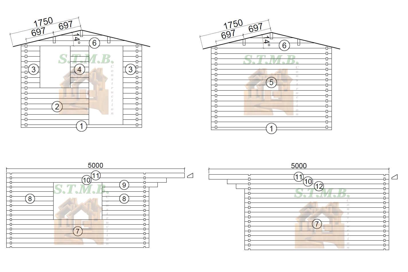 Facades chalet en bois faro 12m stmb construction