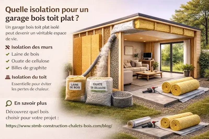 isolation garage bois toit plat murs et toiture avec laine de bois ouate de cellulose et billes de graphite