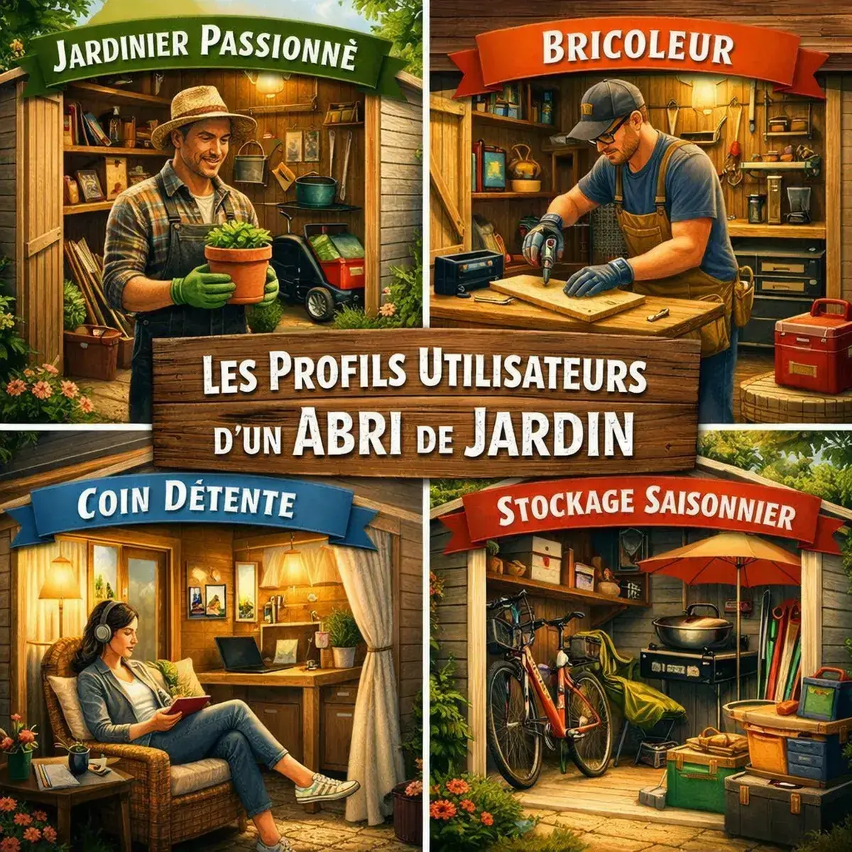 Les profils utilisateurs d un abri de jardin usage jardinage atelier bricolage espace detente et abri de stockage 