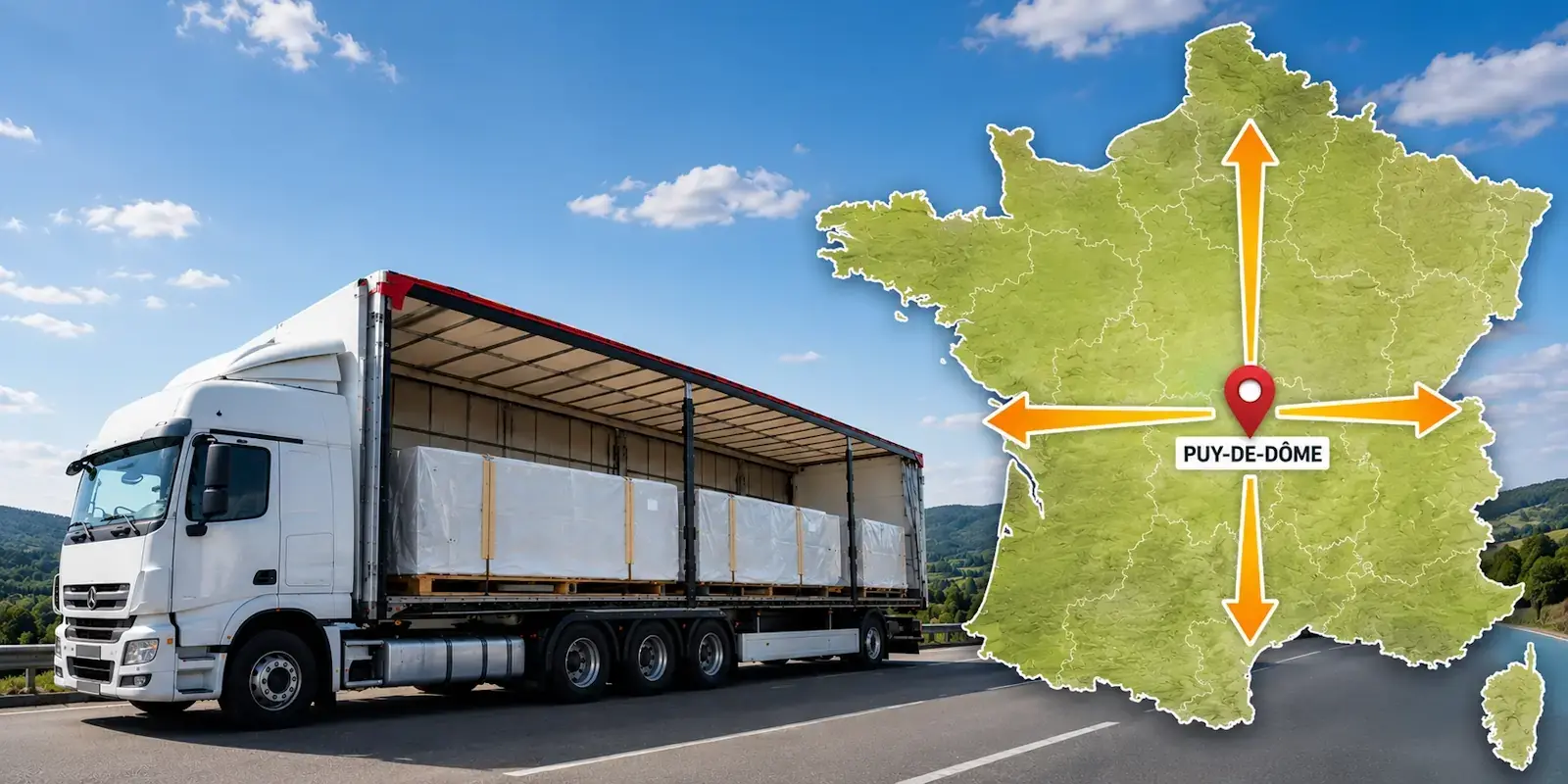 Livraison LDD d'un chalet bois en kit partout en France depuis le Puy-de-Dôme avec transport spécialisé STMB Construction.