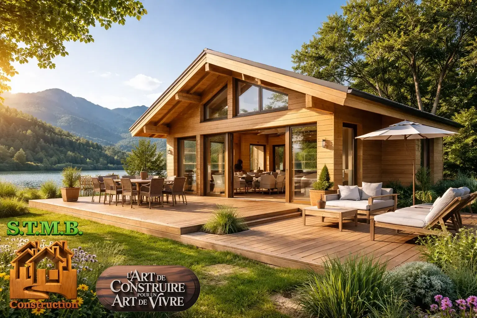 Maison en bois moderne avec terrasse ensoleillee ideale comme maison d ete ecologique 