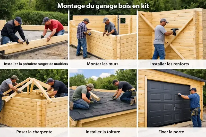 Montage garage bois kit etapes installation webp