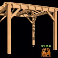 Pergola bois douglas 4 pans 1061 vue 3d stmb construction webp