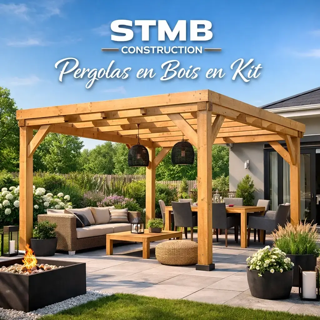 Pergola en bois en kit pour amenagement exterieur stmb construction