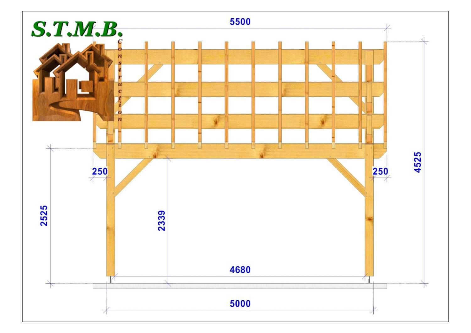 Pergola monopente en bois 1015xl stmb construction