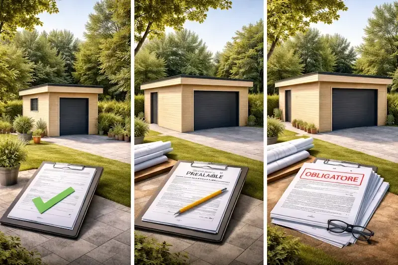 reglementation garage bois toit plat selon surface sans permis declaration prealable ou permis de construire