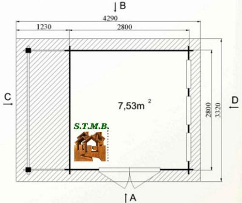 Photo plan abri jardin toit plat acacia 12 stmb 1