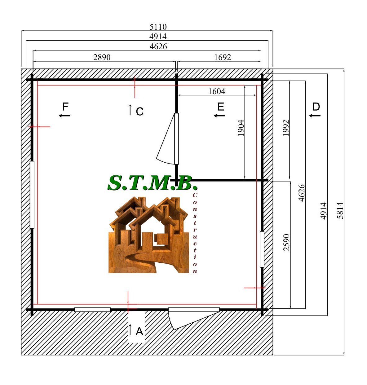 Photo plan chalet en bois noisy 24 m2 stmb construction