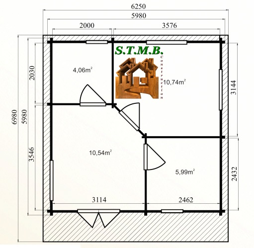Photo plan kit chalet bois habitable chataignier stmb construction
