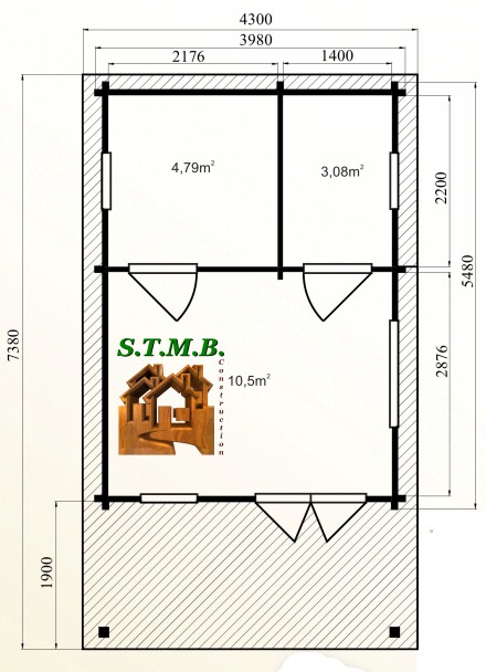 Photo plan kit chalet bois habitable frene 30 stmb construction