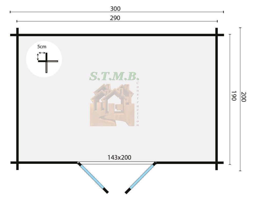 Plan abri de jardin moderno 6m2 stmb construction