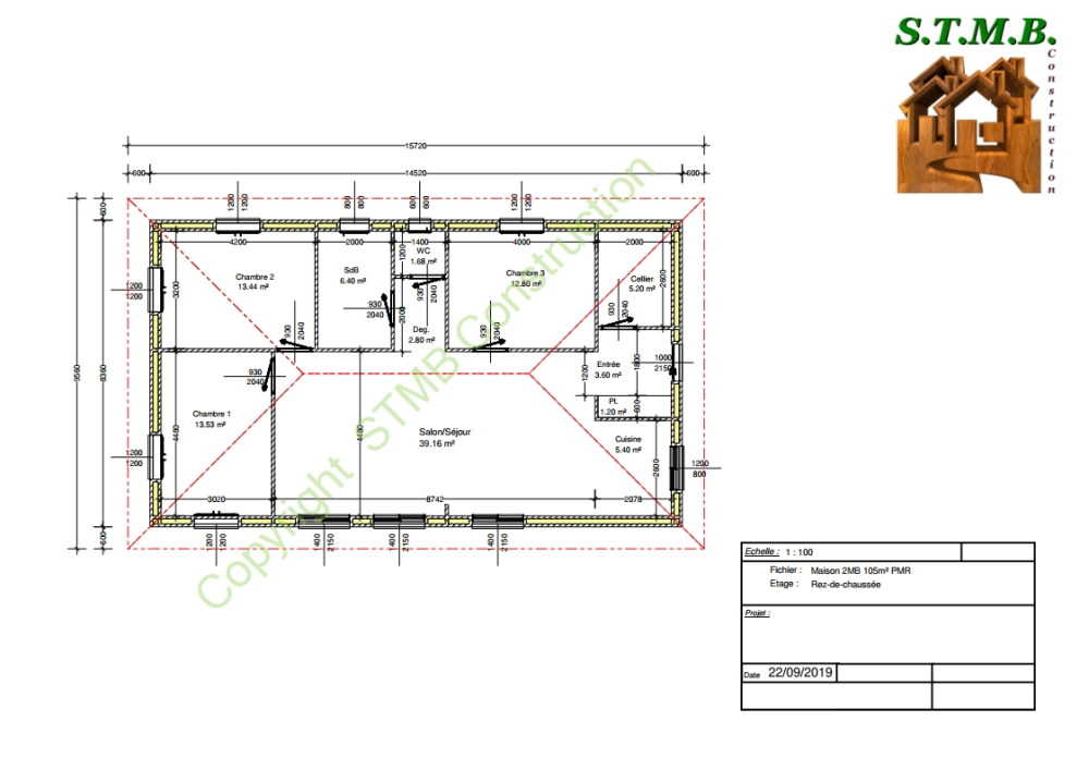 Plan maison bois 105m2 stmb construction