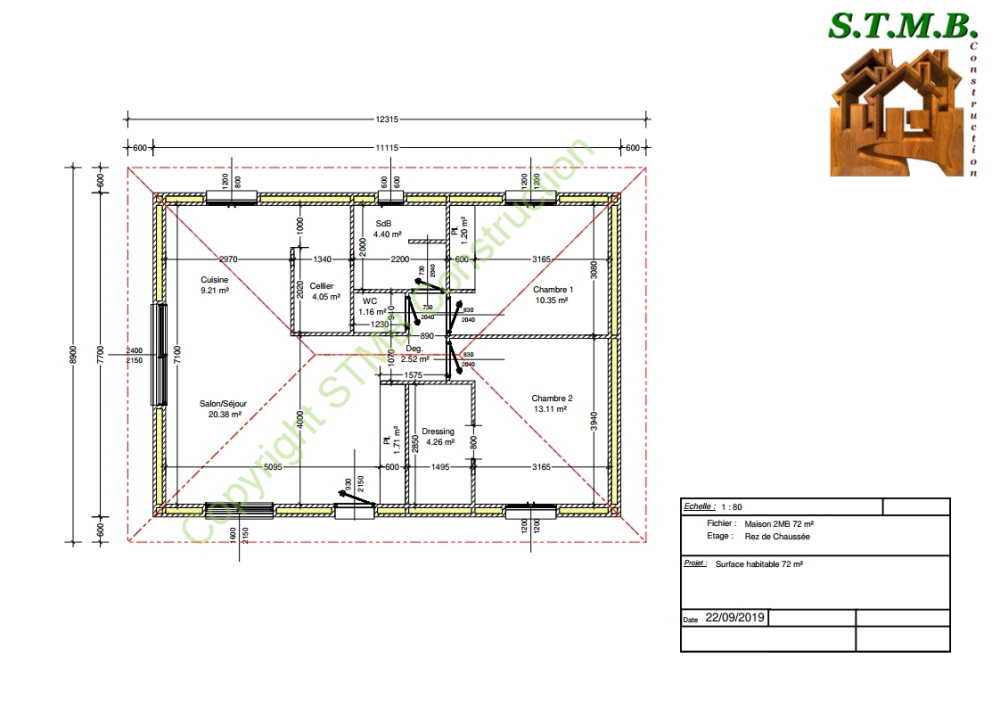 Plan maison bois 72m2 stmb construction 1