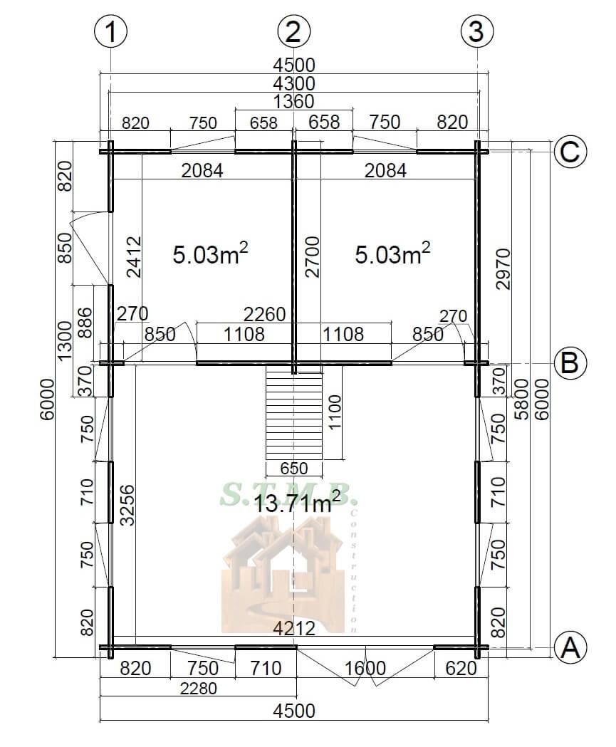 Plan rdc chalet bois mezzanine nottingham 27msb stmb construction