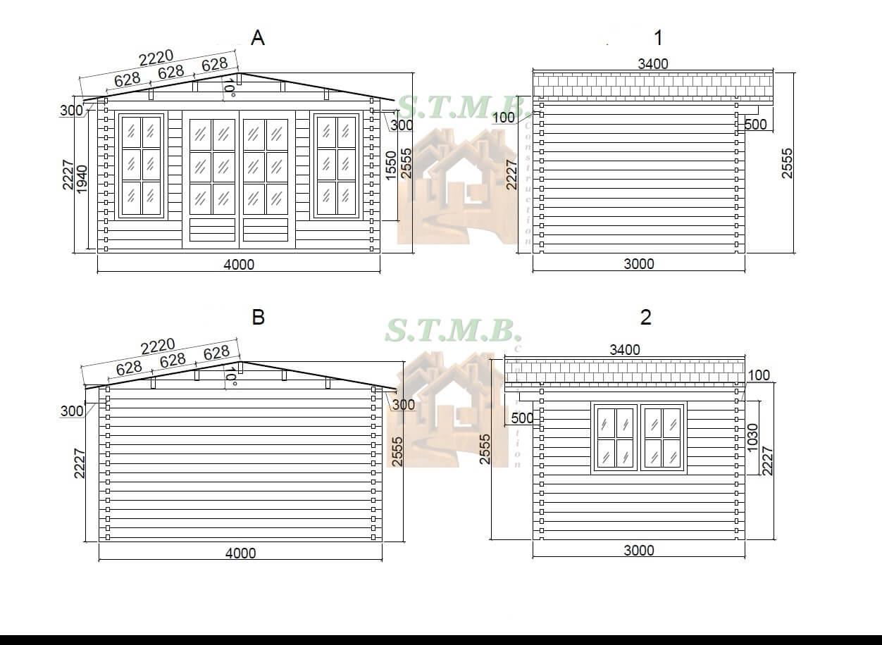 Plans facades chalet en bois brighton 12m stmb construction