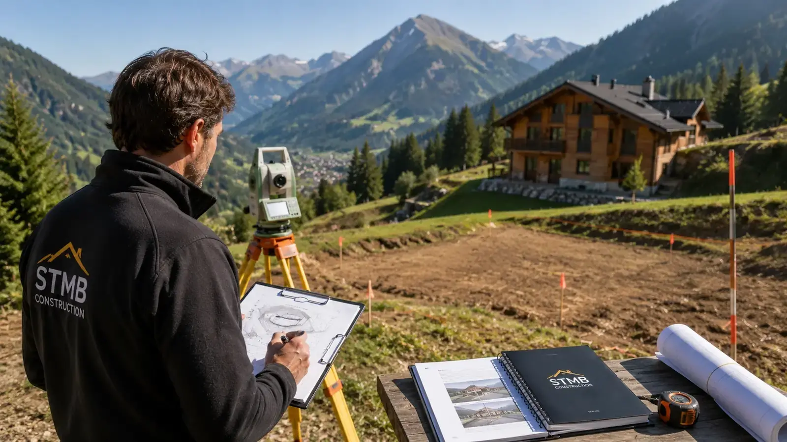 Étude de terrain et préparation d’un projet de chalet avec mezzanine