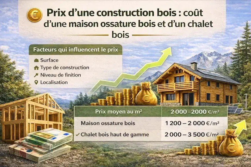 Prix construction bois au metre carre maison ossature bois et chalet bois haut de gamme