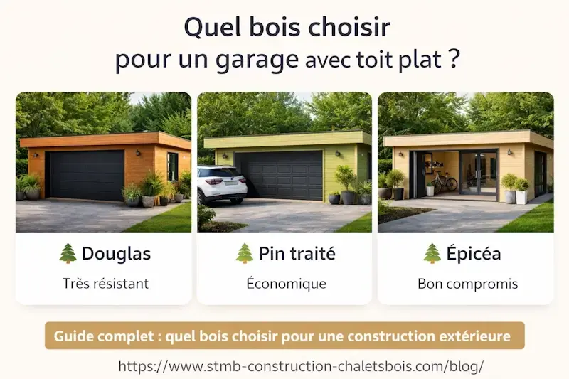 quel bois choisir pour garage bois toit plat avec comparatif douglas pin traite et epicea en situation exterieure