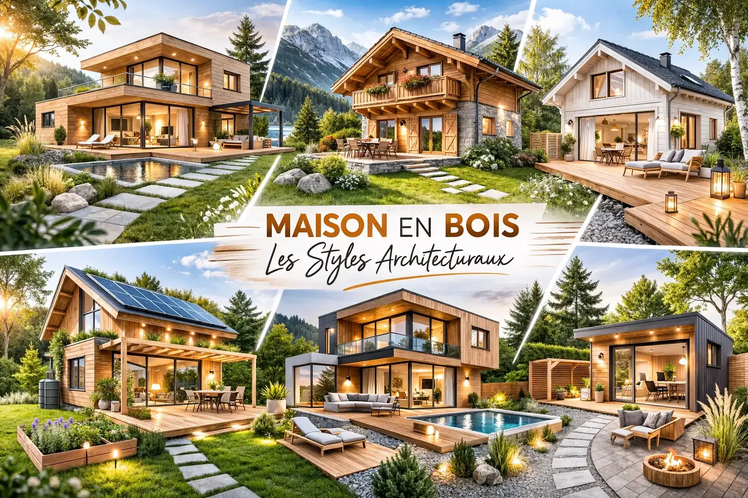 Styles architecturaux de maisons en bois modernes et traditionnelles