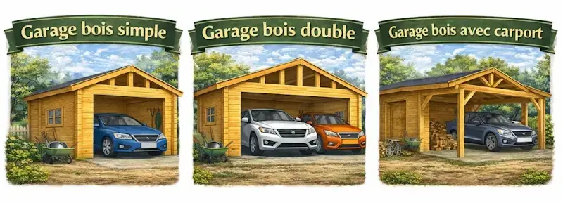 Types garage bois en kit simple double carport webp