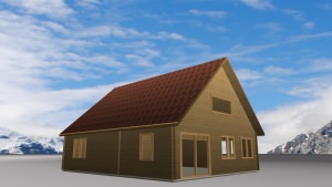 Vue 3d chalet bois habitable