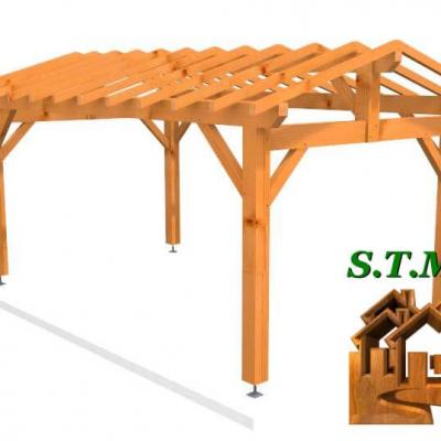 Vue carport bois 1016 stmb construction