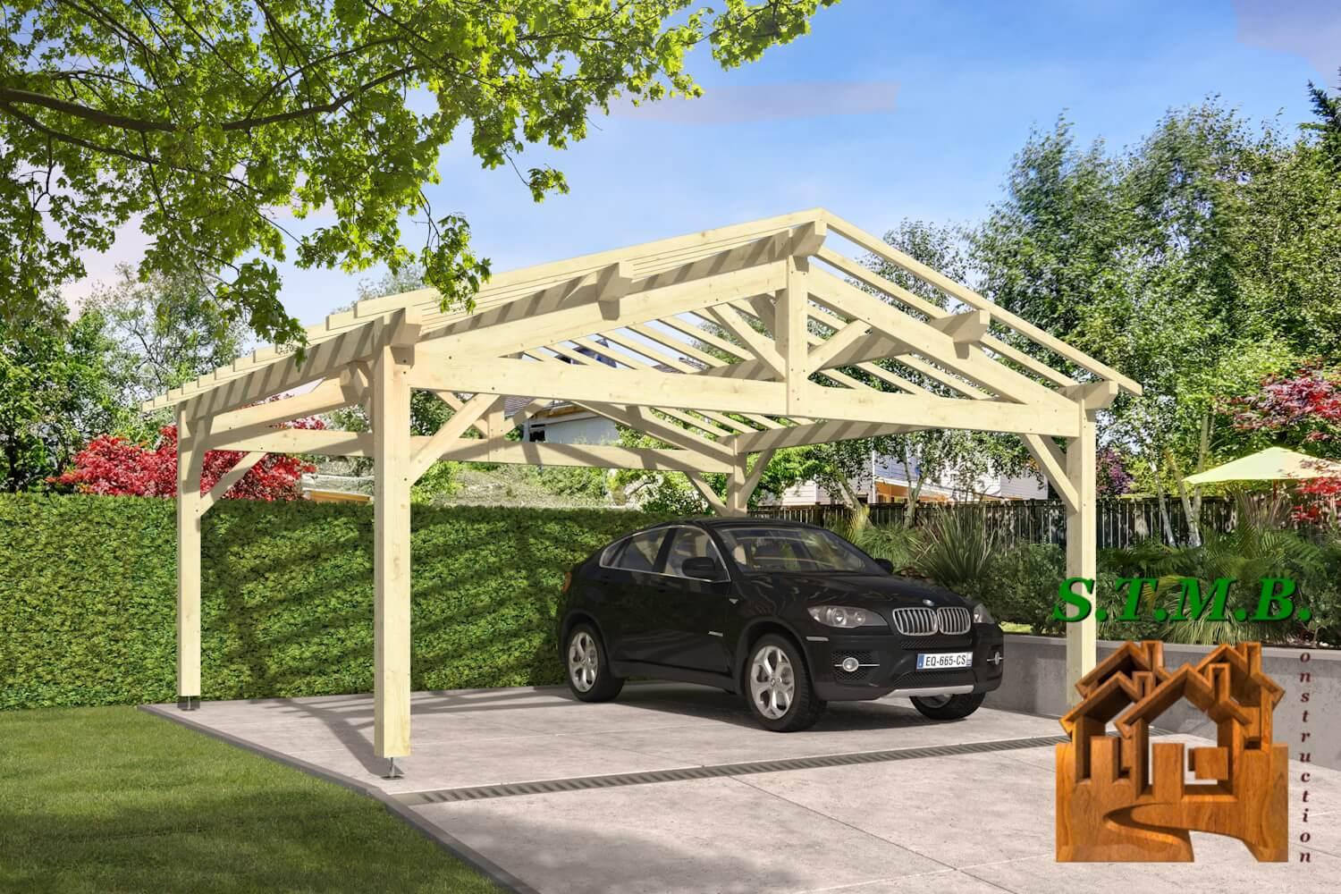 Vue carport bois epicea 1017 stmb construction 1