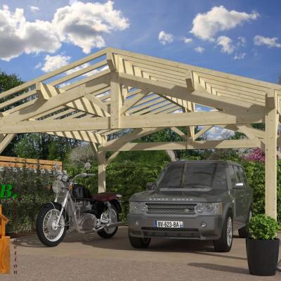 Vue carport bois epicea 1179 stmb construction