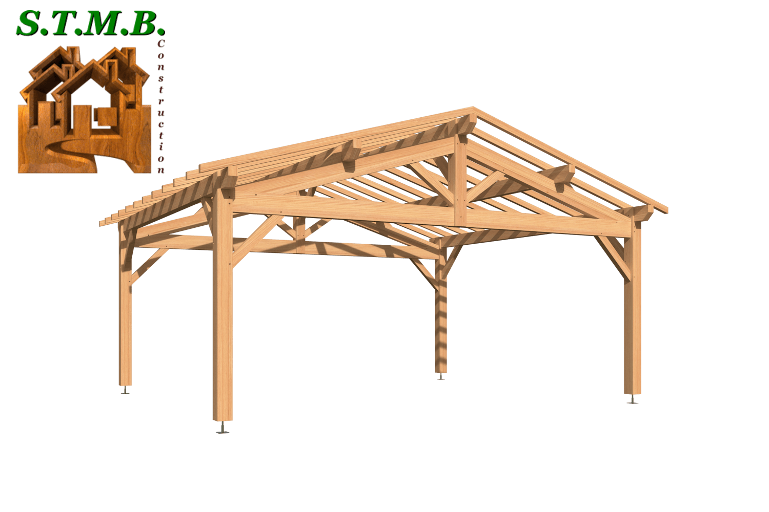 Vue carport en bois douglas 1017 stmb construction