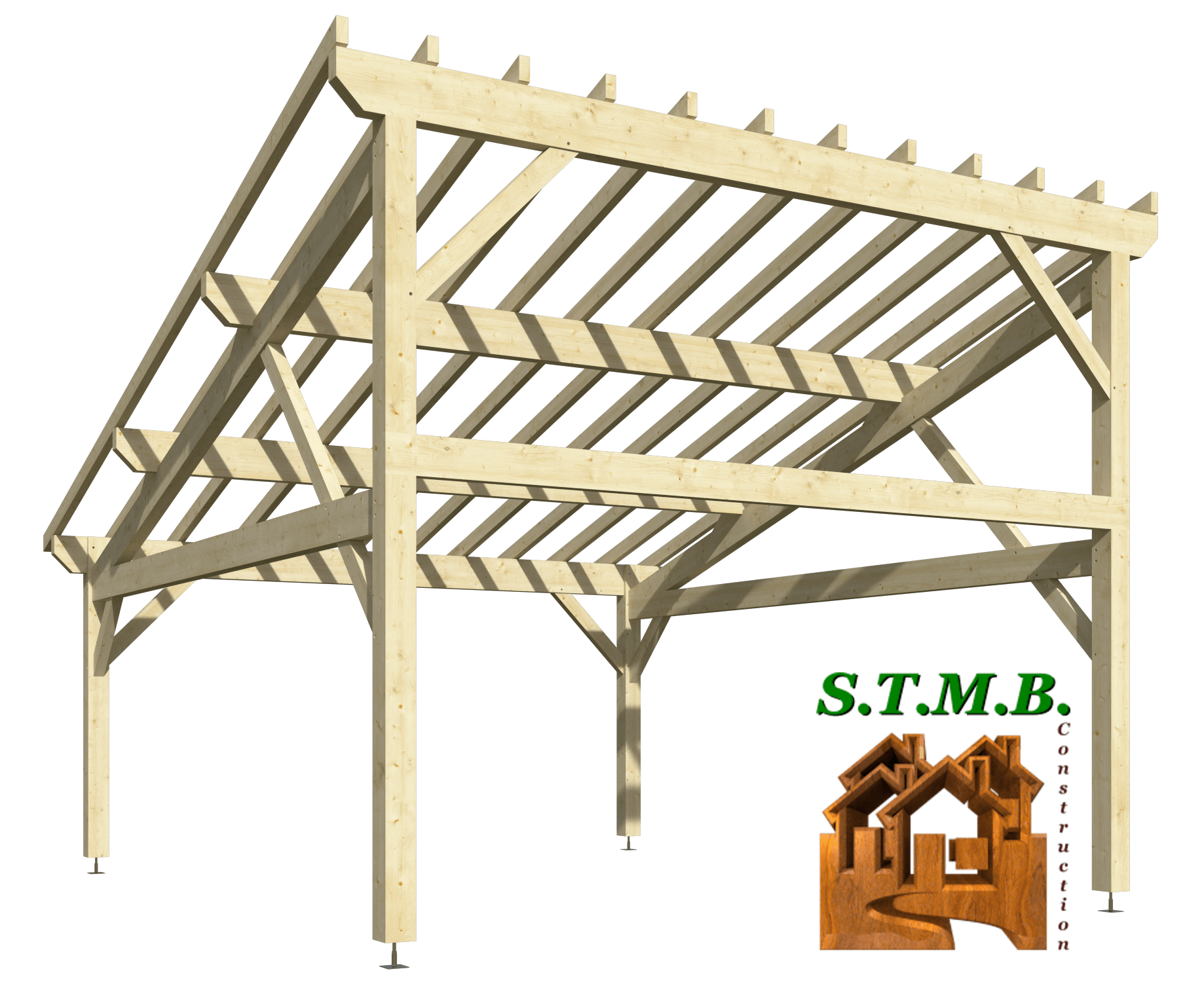 Vue pergola bois 1015xl epicea stmb construction