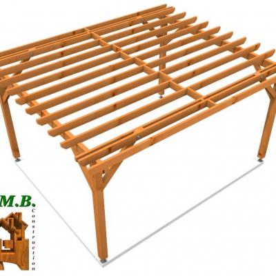 Vue pergola bois 1235 stmb construction