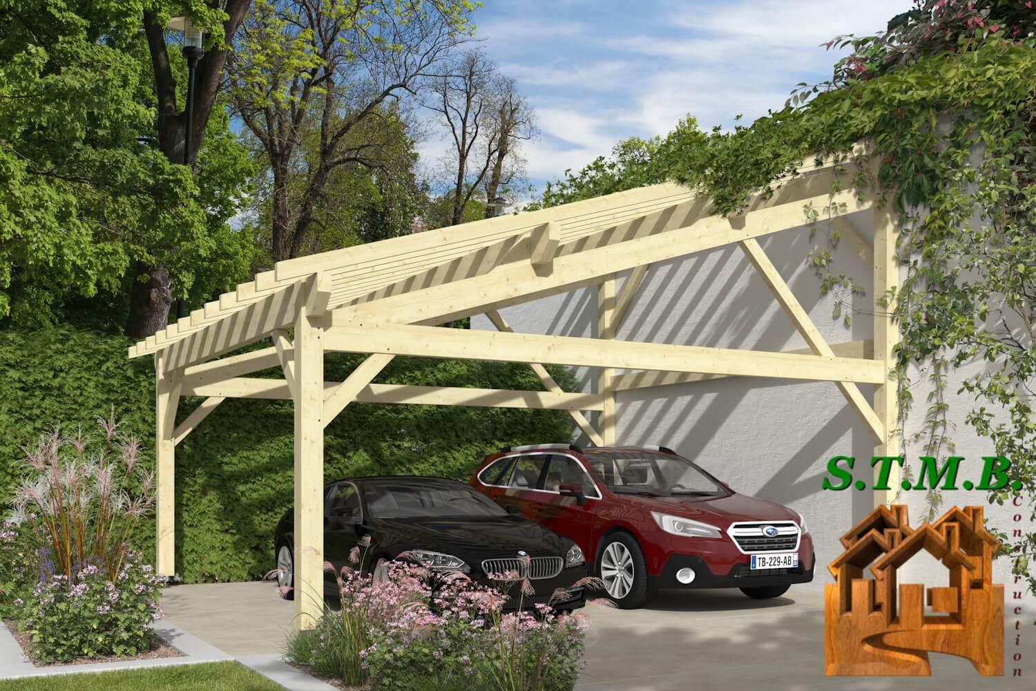 Vue pergola en bois 1015xl epicea stmb construction